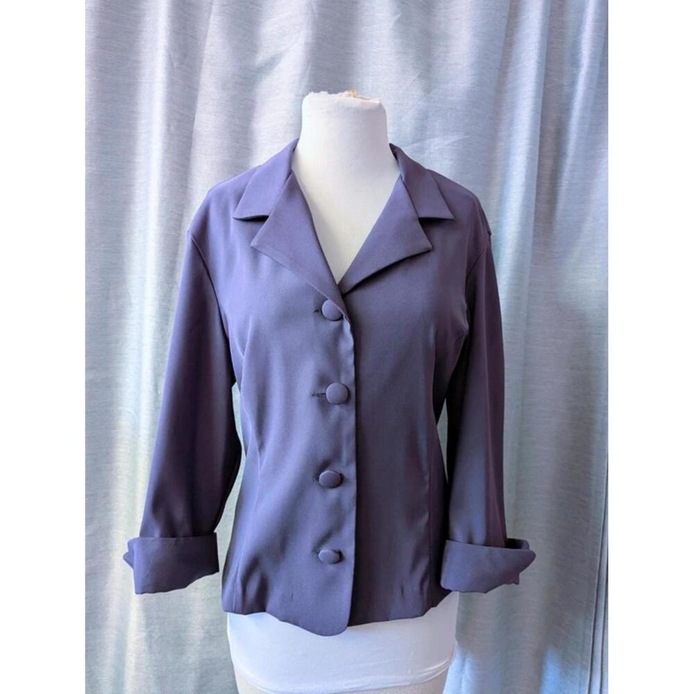 Purple Stretch Tailored Button Up Retro Style Shirt L